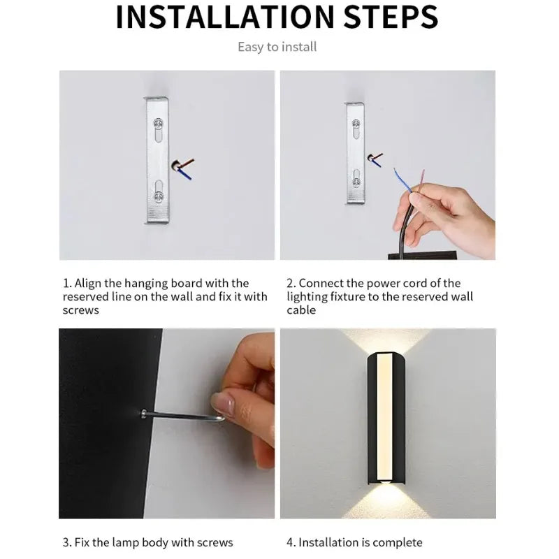 Outdoor LED Wall Light 6W IP66 Waterproof Lamp Warm White Cold White Exterior Wall Mounted Lighting for Home Decor