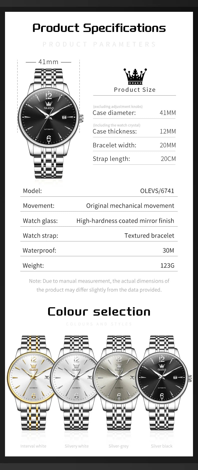 OLEVS 6741 Men Mechanical Watches 2025 New Luxury Automatic Watch Men Sapphire crystal Waterproof Moon Wrist Watch For Men