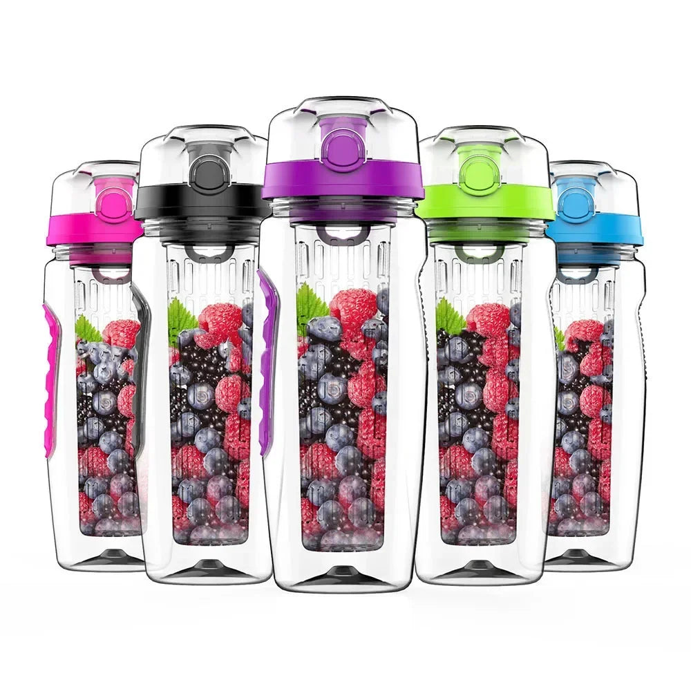 32 OZ Fruit Infuser Water Bottle BPA Free Sports Bottle Tritan Leakproof Plastic Fruit Water Bottle for Gym Camping Travel