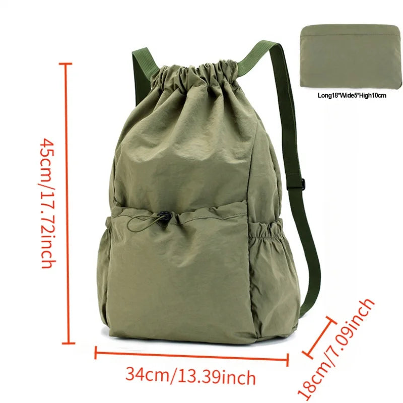 Fashionable Lightweight Drawstring Backpack: Large-Capacity Waterproof Sports Bag for School, Books, Outdoor Activities, Travel