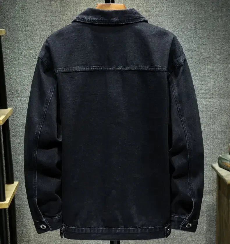 Denim Jackets Man Autumn Cargo Jeans Coat for Men Black Low Price Clothing of Fabric on Board Elatic Designer Korean Style G