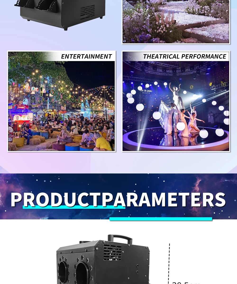 1500W 3000W LED Bubble Fog Machine DMX512 Smoke Fog Bubble Lighting Blower RGBW Stage Event Wedding Party Bar DJ Club