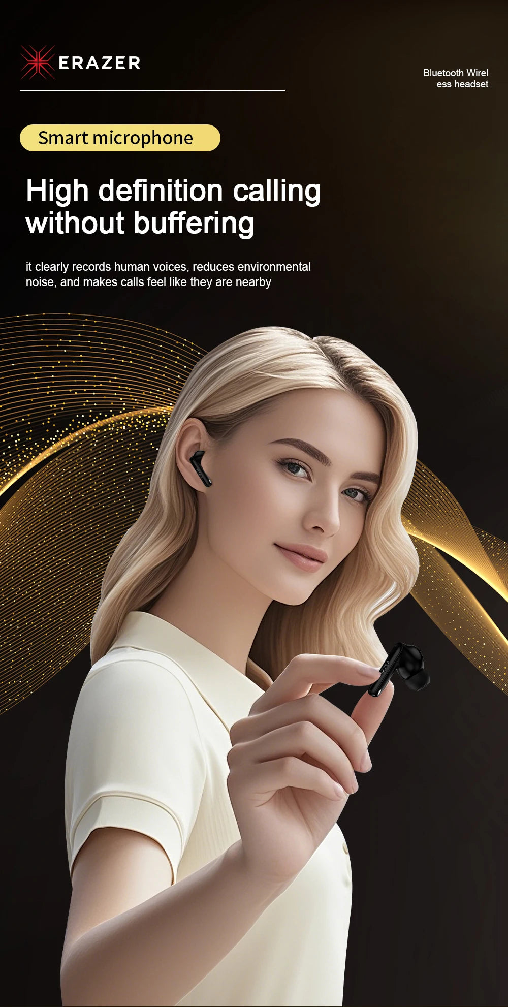 Lenovo True Wireless Bluetooth Earphone In-ear Earbuds HIFI Stereo for Sports BT 5.4 Noise Reduction Mini Headphone HT83