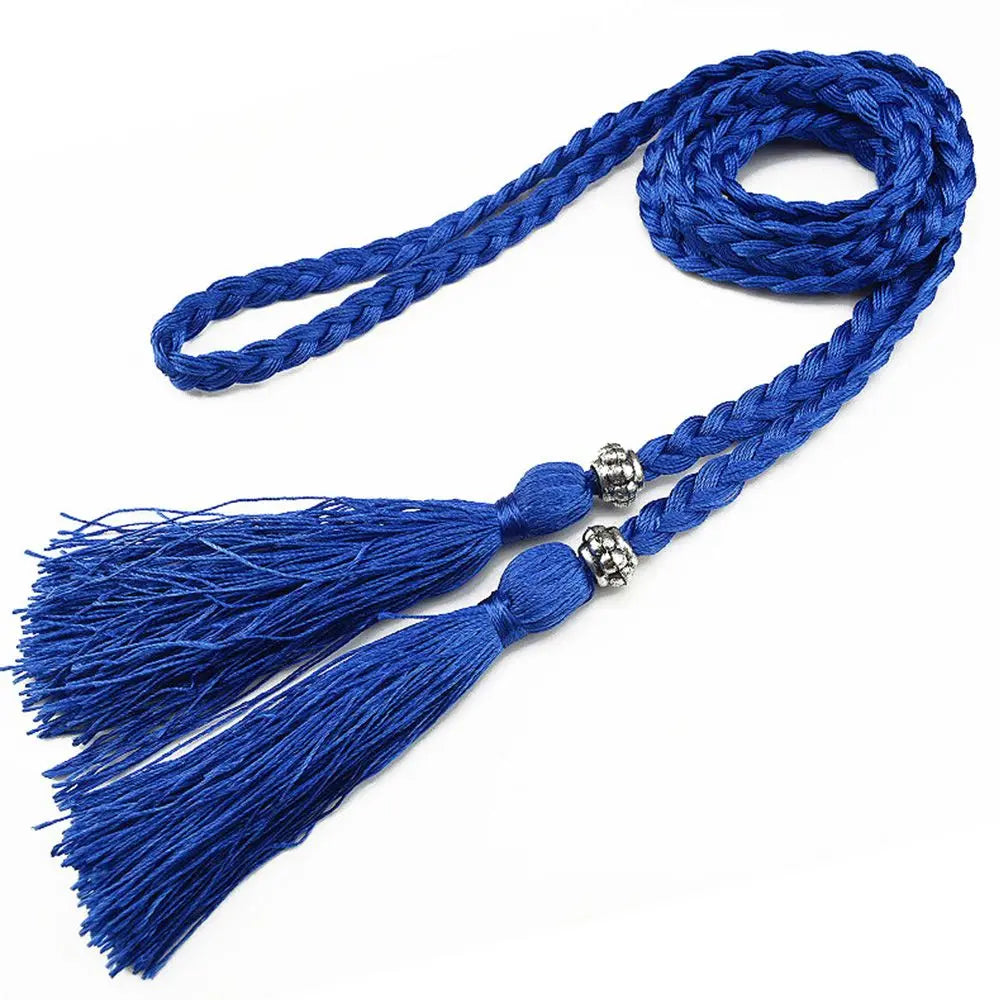 160cm Thin Bow Tassle Dress Woven Rope Tassles Belts Waist Chain Braided Belts Waist Rope