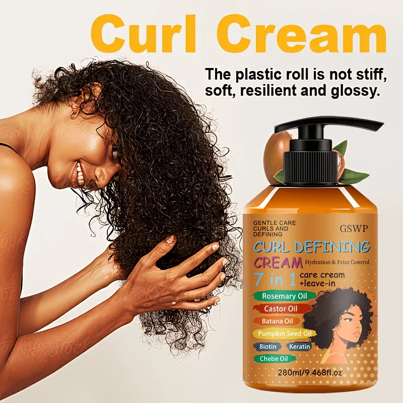 GSWP 7-in-1 Curl Cream. Gentle Care That Keeps Hair Fresh and Non-Sticky in Summer, Enhancing Shine. 280ml