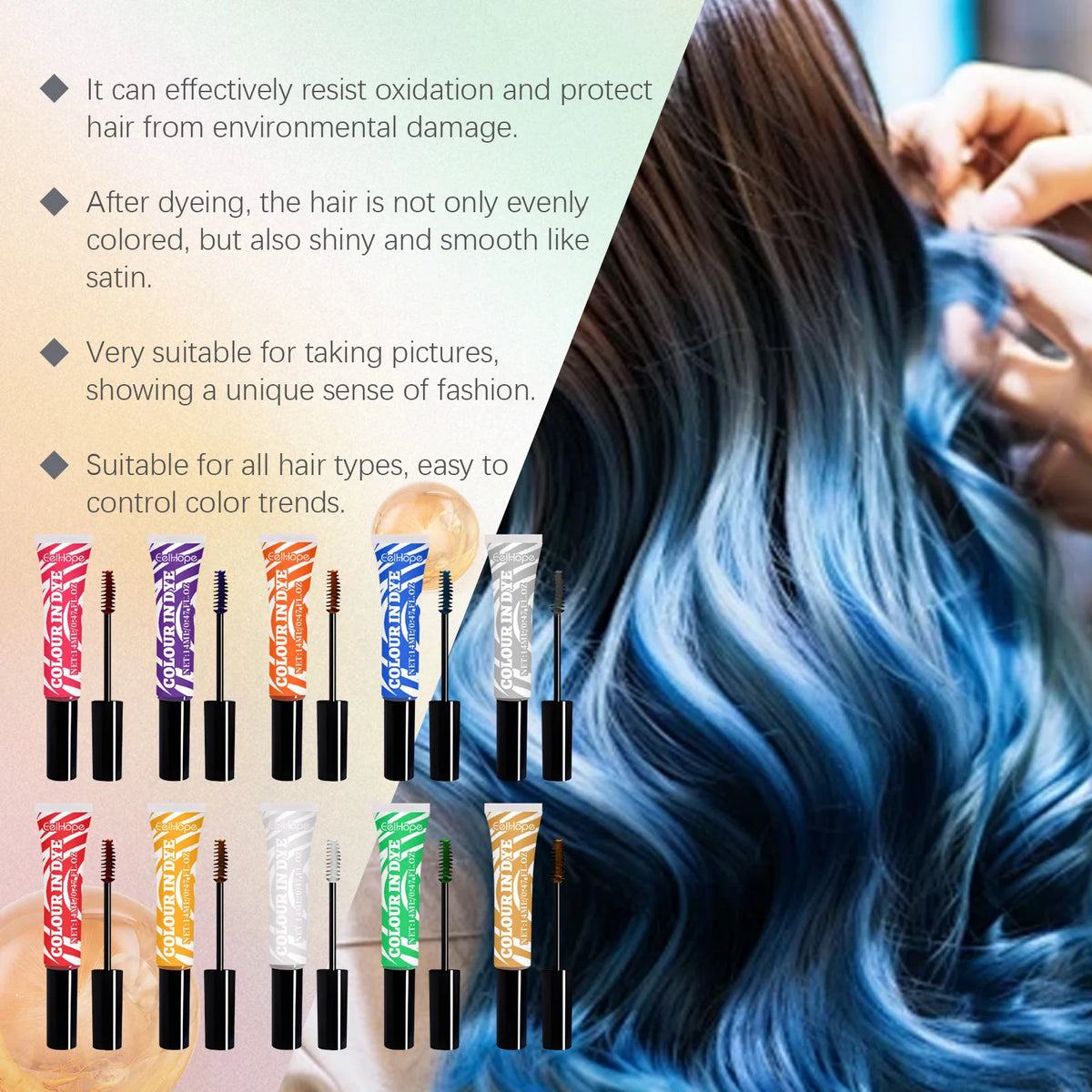 Temporary Hair Coloring Agent Kit Coverage Gray White Hairs Non‑irritating Evenly Bold Trendy Hairstyles Disposable Color Dyeing