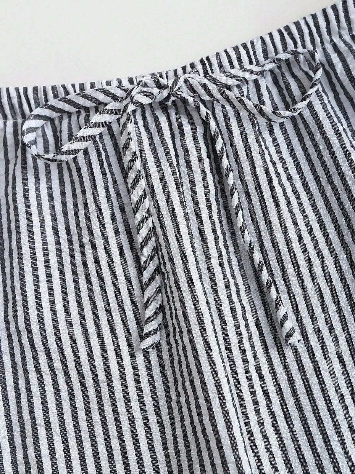 New Summer Striped Trousers Set Casual Everyday Comfortable Holiday Style Sleeveless Lace-up Wide-leg Trousers Two-piece Sets