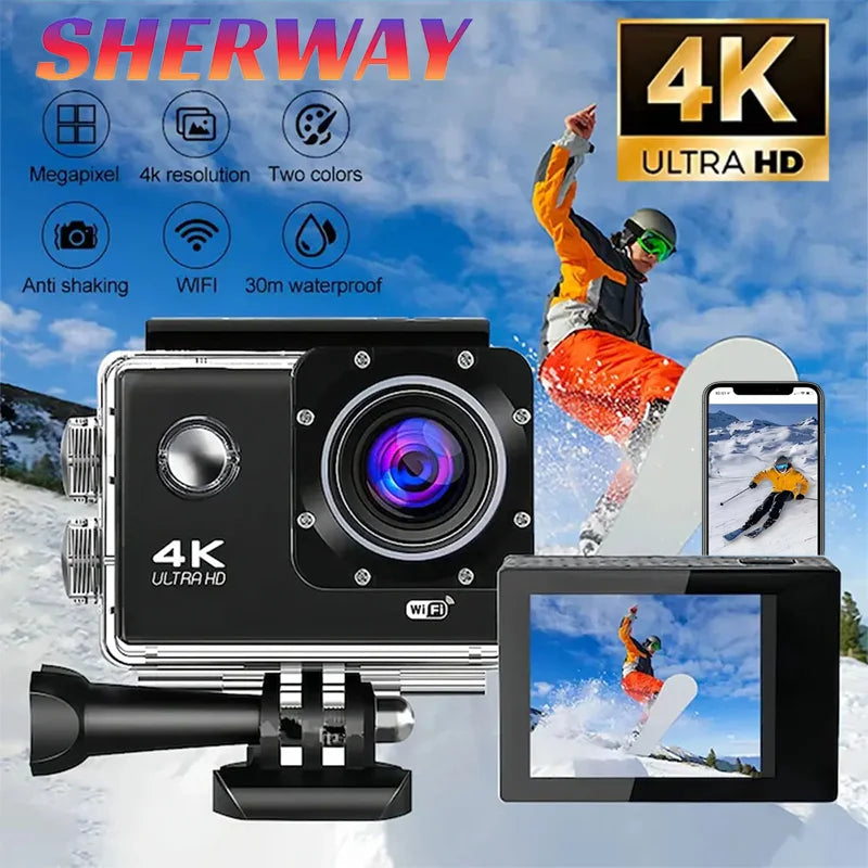 4K WiFi Action Camera Mini Waterproof DV Camcorder Outdoor 1080 Sport Bicycle Helmet Video Recording Cam with Remote Control