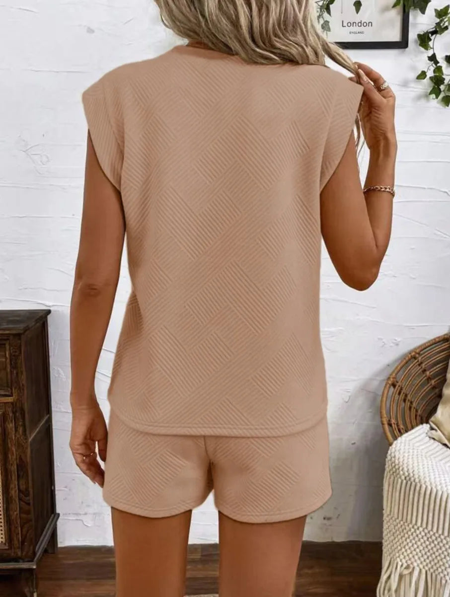 Women Shorts Pant Set Two Piece Sets Round Neck Solid Casual Loose Tops Short Pants Lace Up Elastic Waist Y2k Streetwear 2026