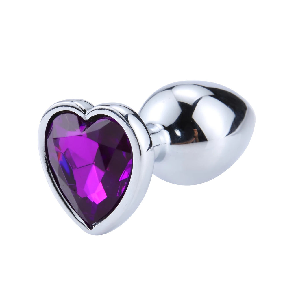 Luxury Heart Gem Metal Anal Plug Training Set Stainless Steel Butt Plug Kit for Beginners Men Women Couples Erotic Bedroom Game