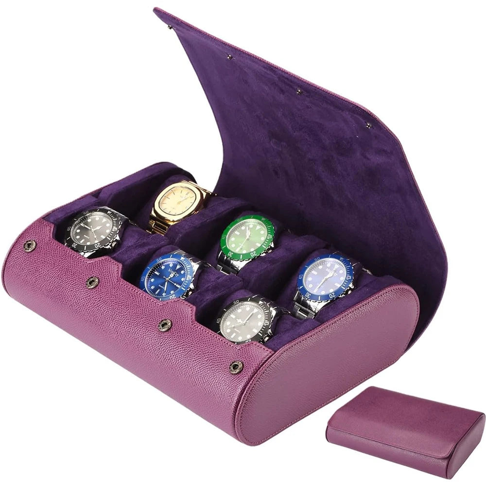 6 Watch Travel Cases for Men Watch Roll 6 Slots Travel Multifunctional Watch Display Box Cabinet Christmas Gift For Man Woman