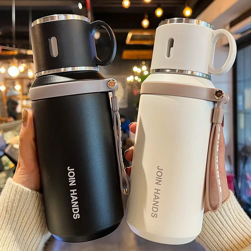 600ml Stainless Steel Coffee Cup Travel Thermal Mug Leak-Proof Thermos Bottle Tea Coffee Mug Office Business Style Thermos