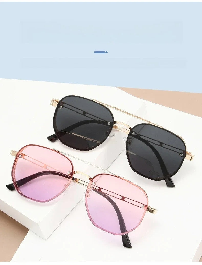 Luxury Brand Double-bridge Sunglasses Fashionable Large Frame with Side Cutouts Eyeglasses Outdoor UV400 Classic Driving Shades