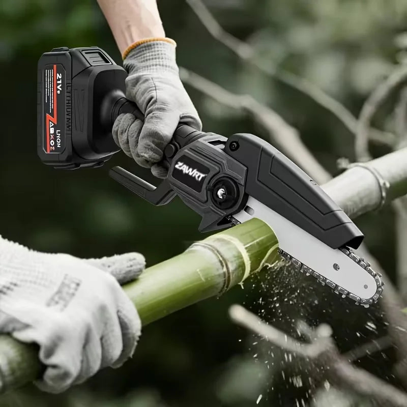 Mini 6-inch Cordless Chainsaw with Splash Guard & Safety Lock, Great for Gardening, Camping, Firewood, DIY And A Perfect Gift for Parents.Black Friday Discount Promotion, Birthday, Christmas Or Festival Gift