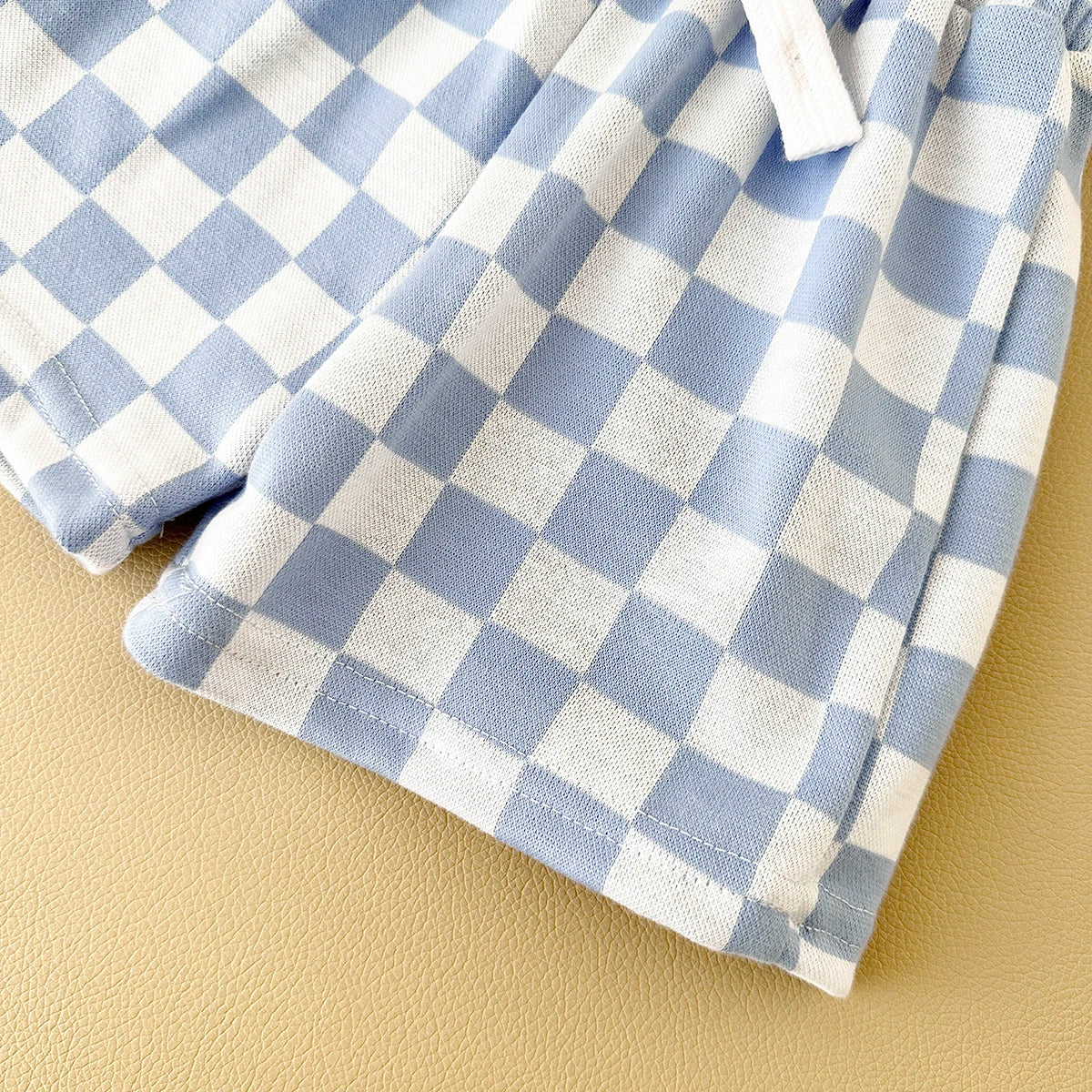 2PCS Kids Clothes Baby Boys Girls Solid Color Short Sleeve T-shirt Plaid Pattern Shorts Sets Baby Clothing Sets 0-3Y