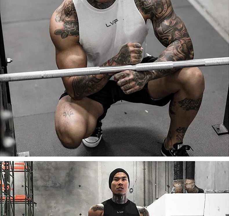 Men Summer Cotton Sleeveless Tank Top Gym Bodybuilding Fitness Running Workout Casual Athletic Sportswear Training Vest Clothing