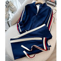 Blue Casual Sports Suit Women's Autumn and Winter Stylish Slimming Cardigan Sweatshirt Straight Leg Pants Two-piece Setpant Sets