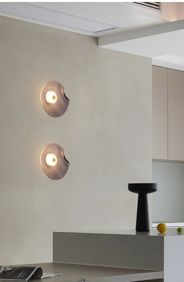 Light Luxury Postmodern Glass Wall Lamps Irregular Round Glass Minimalist Nordic Living Room Corridor Bedroom Bedside Wall Light