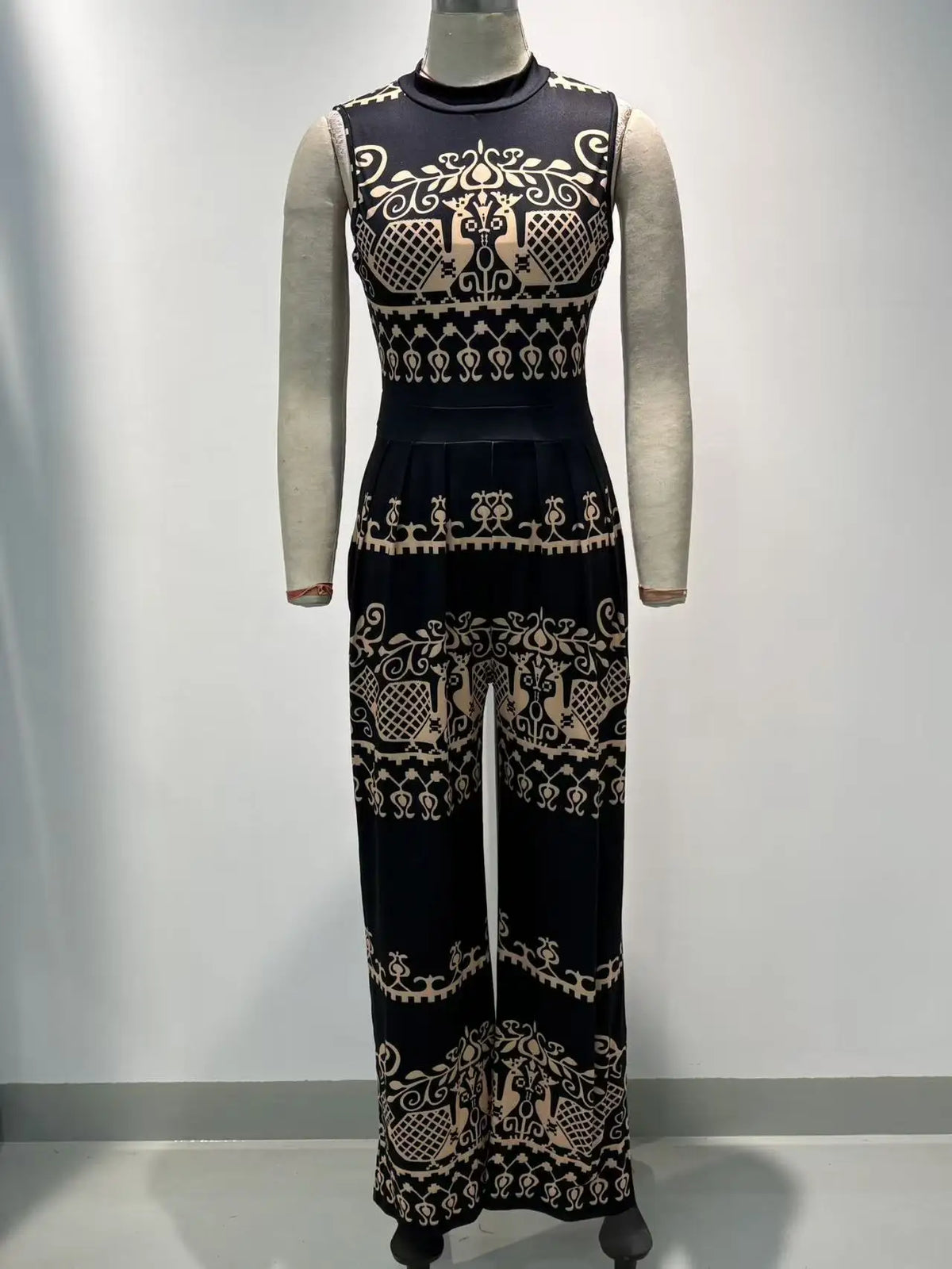 New 2023 Summer Casual Slim Fit  Pants Sleeveless Long Pants Women's High Waist Wide Leg Jumpsuit Comfortable Print