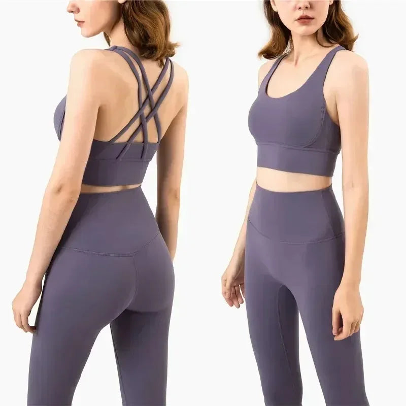 Women's 2 Piece Sports Set - High Waist Booty-Lifting Leggings with Back Pocket & Sports Bra Yoga/Gym/Running Workout Outfit