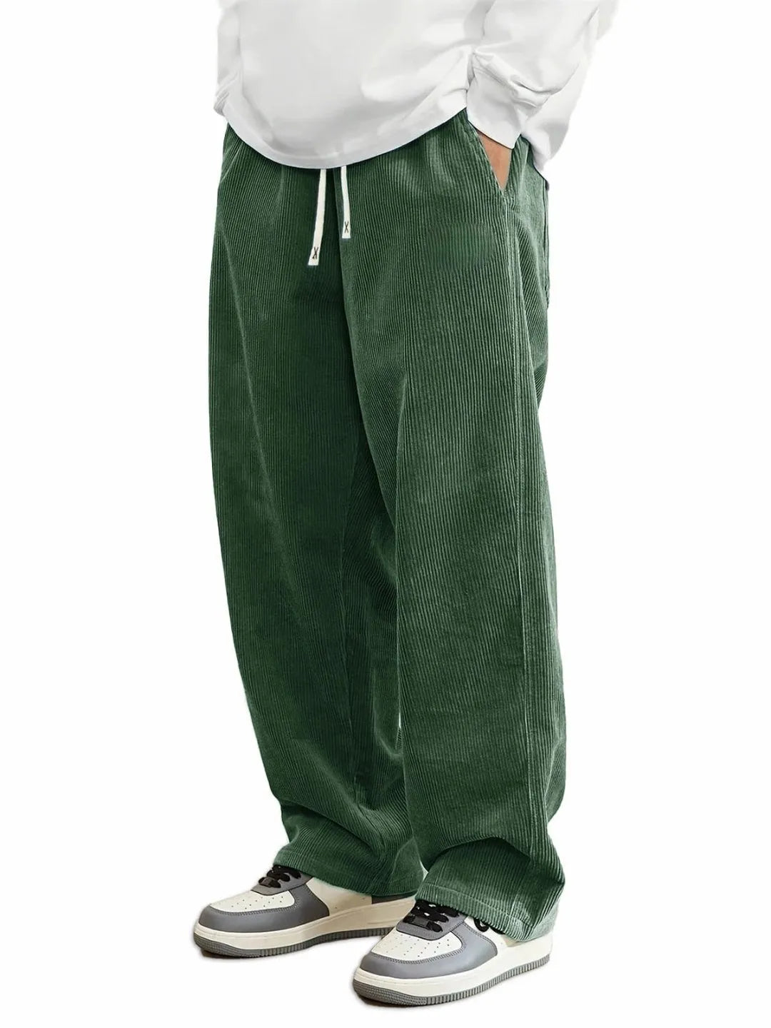 Autumn Winter Warm Motorcycle Jogger Corduroy Pants Men Tech Sweatpants Casual Harem Pants Male Sport Thermal Trousers