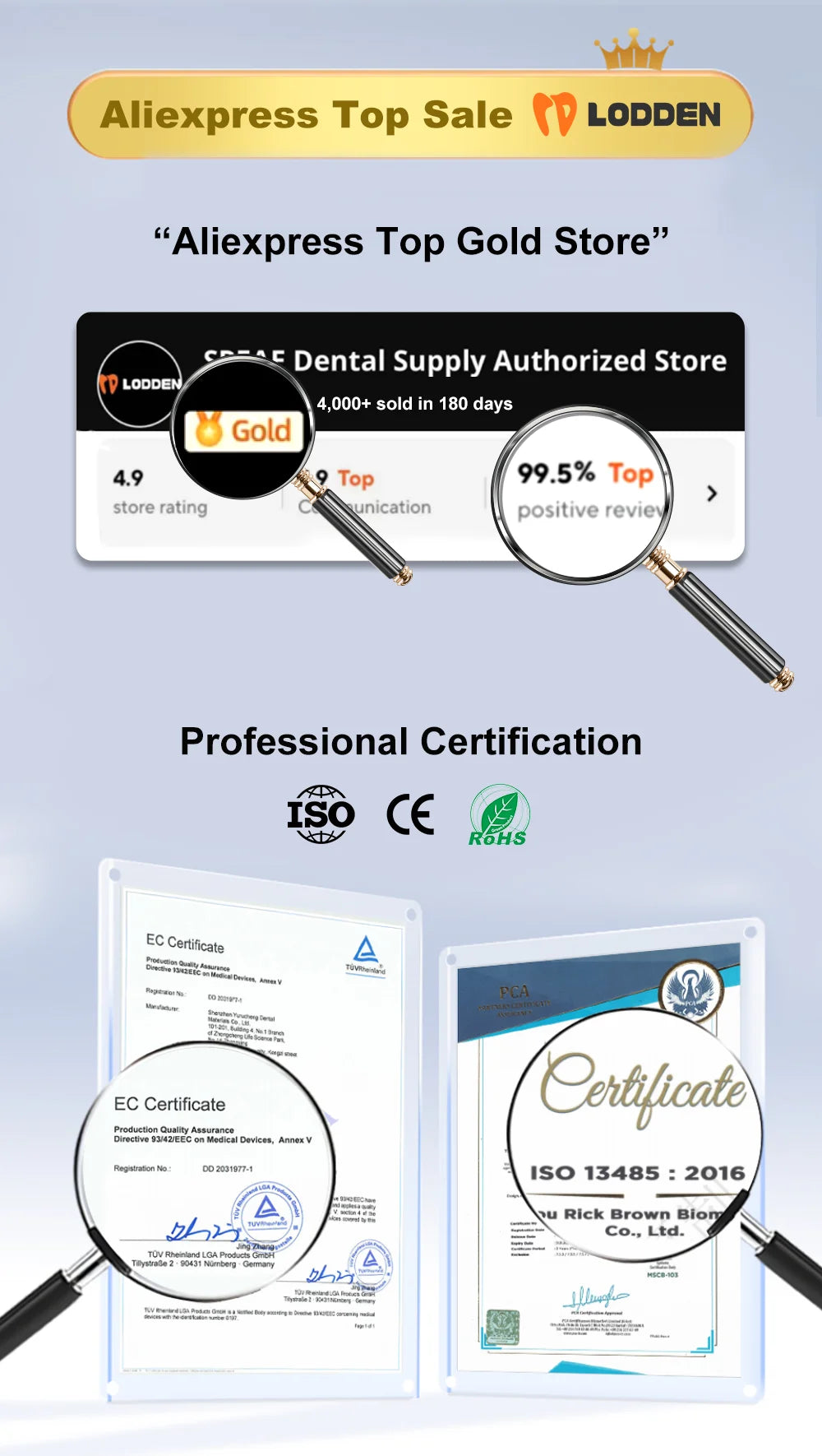 LODDEN Dental Lab Lithium Disilicate C14 Glass Ceramic Blocks HT/LT for CAD CAM Sirona Cerec Veneer Dentistry Materials 5pcs/Box