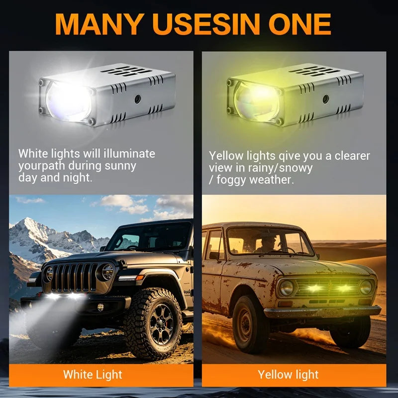 2X LED Headlight Bumper Fog Lamps Projector Lens Work Light Mini Driving Light Auxiliary Lights For Car Motorcycle