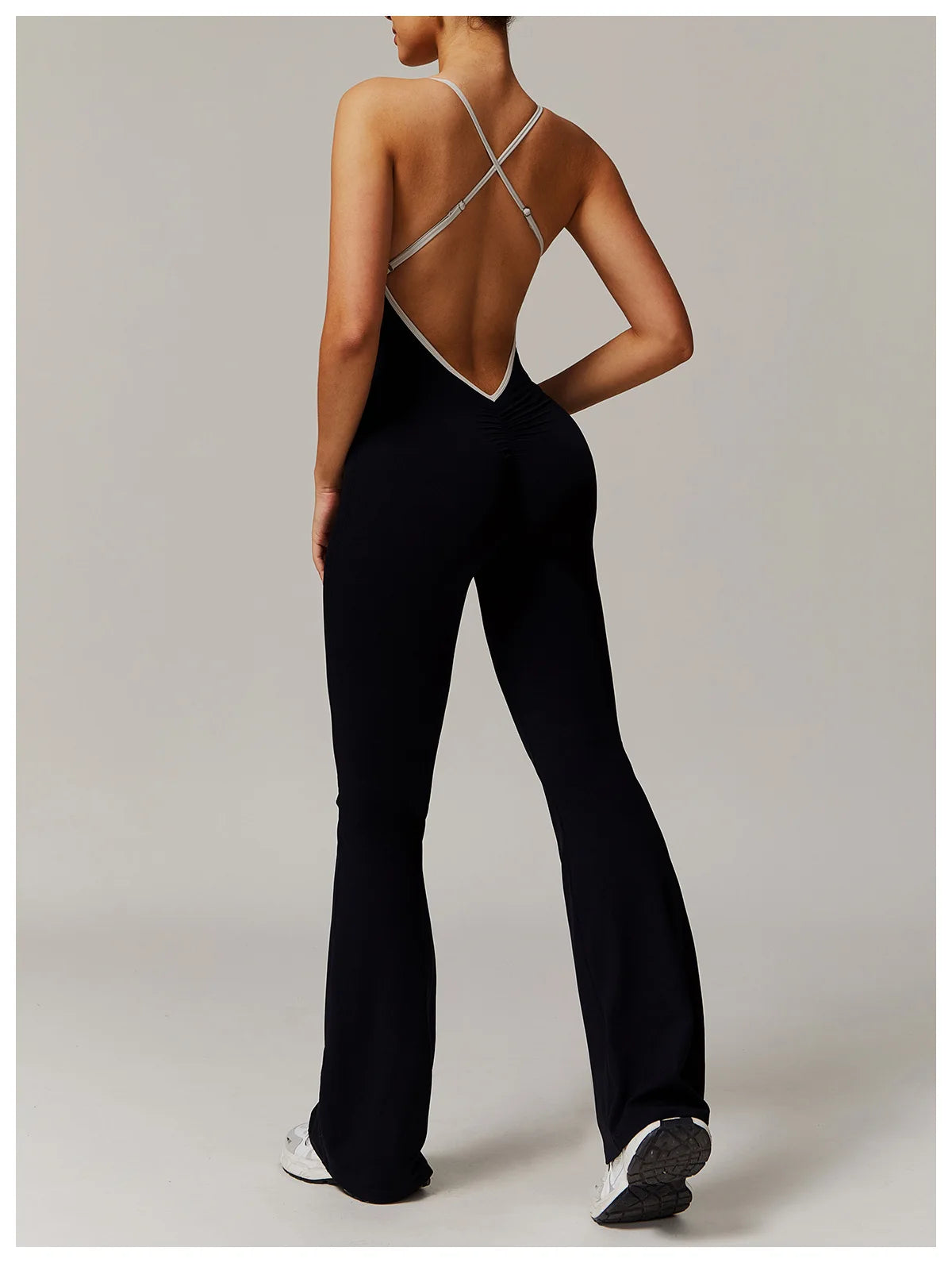 Yoga Set Sexy Backless One-piece Female Rompers Quick Dry Dance Workout Flared Pant Jumpsuit Women Gym Running Training Bodysuit
