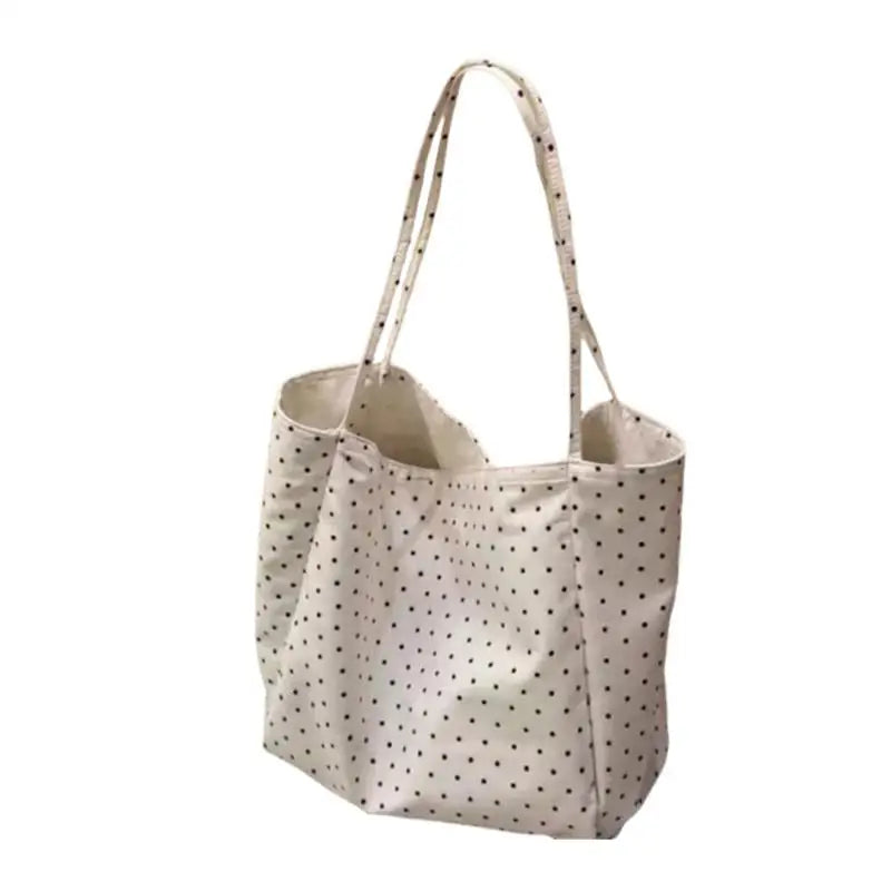 ★▲Large Capacity Polka Dot Tote Bag for Women Durable Canvas Ideal for Work and Shopping