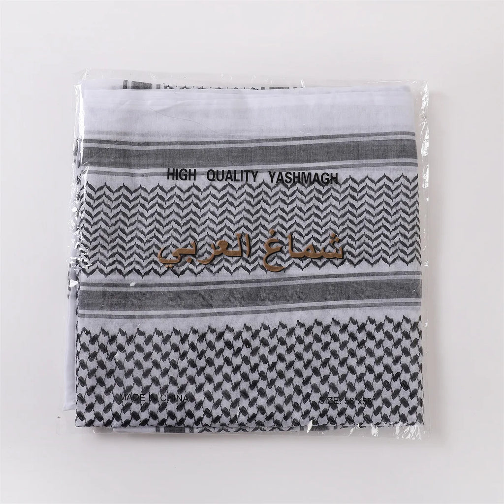 New Arab Shemagh Muslim Keffiyeh Head Wrap Tactical Desert Head Neck Scarf Military Shawl Arabic Scarf Headwear with Agal Rope
