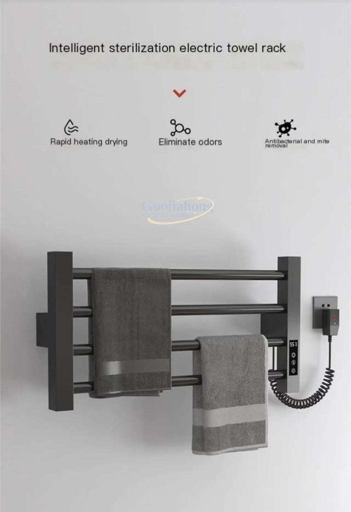 Bathroom Accessories; Stainless Steel Towel Dryer with Digital Display Temperature Control Electric Heated Towel Rack.