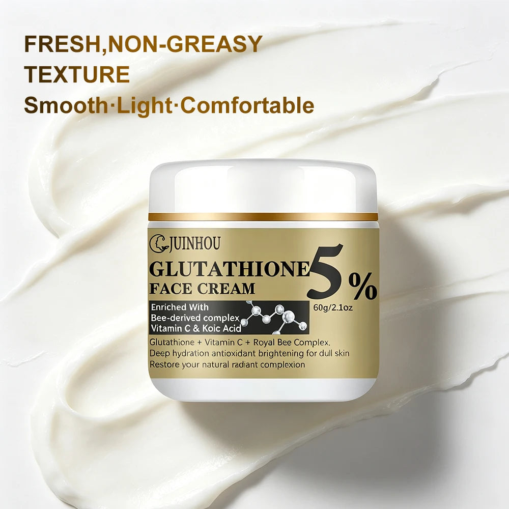JUINHOU Face Cream 5% Glutathione Bee Complex Vitamin C Kojic Acid Moisturizing Face Cream For Dull Skin Hydrating Skincare Gift