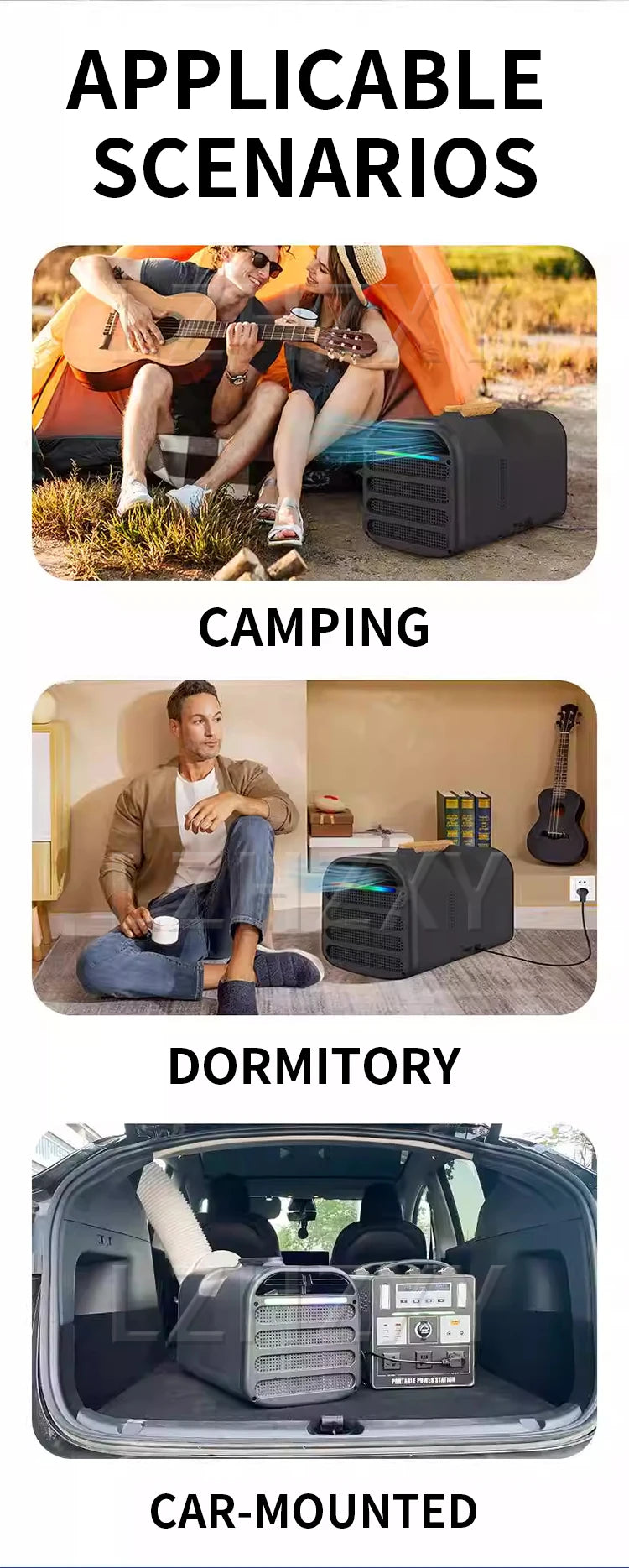 220V Portable Car Air Conditioner for Outdoor Camping Compact Compressor-Integrated Portable Car Cooler No Installation Requi