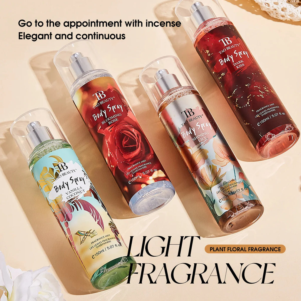Plant Floral Car Perfume Spray, 150ml Long Lasting Body & Car Air Freshener, 4 Scents Vanilla Coconut/Rose/Lily/Dark Kiss, Auto