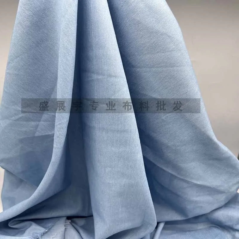 Thin Elastic Denim Fabric By The Meter for Clothing Shirts Jackets Pants Dresses Skirts Bags DIY Sewing Washed Cloth Soft Black