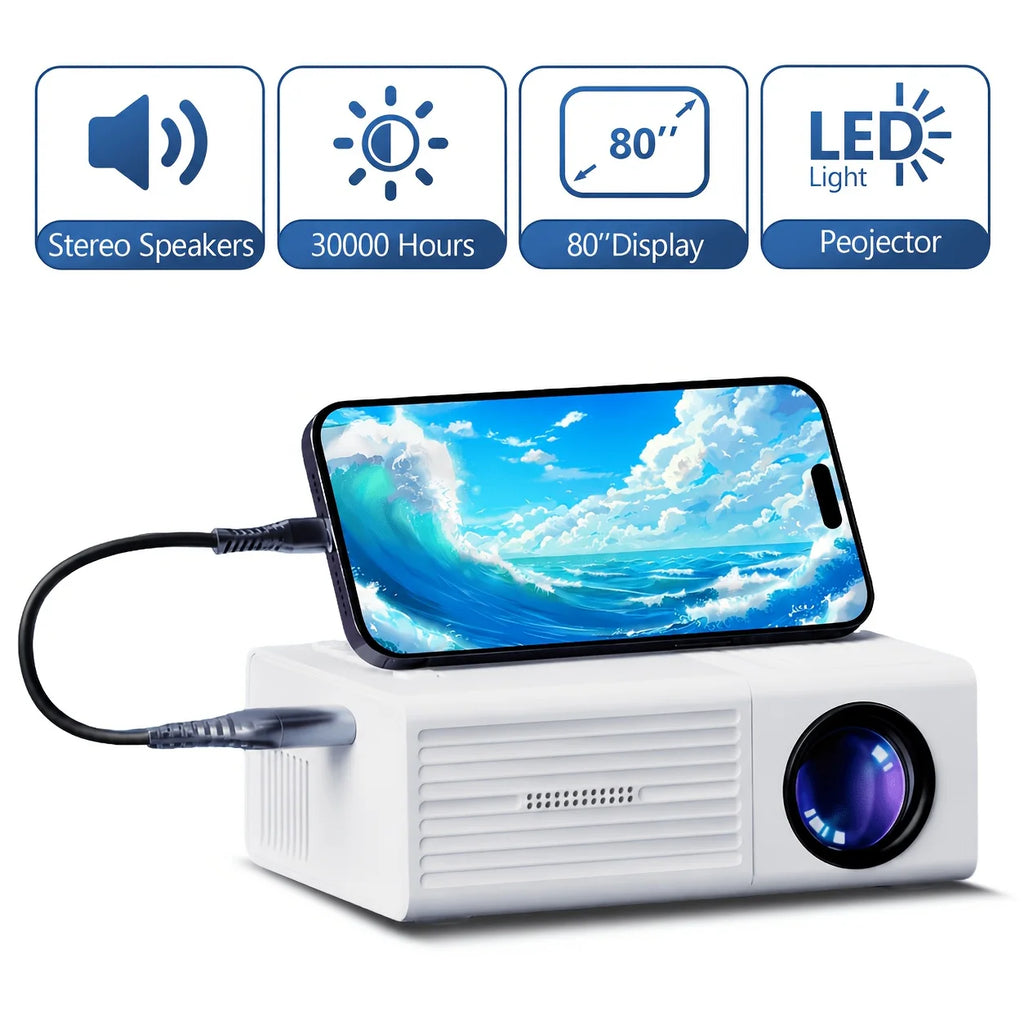 2026 upgraded mini Projector, portable video projector, home theater projector, supports 4K HD resolution, USB connection
