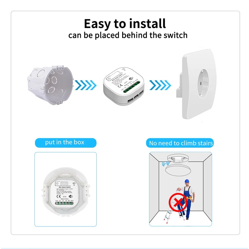 Outdoor Waterproof Smart Light Switch 1/2/3 Gang Tuya WiFi Self Powered No Battery Required with App & Voice Remote Control