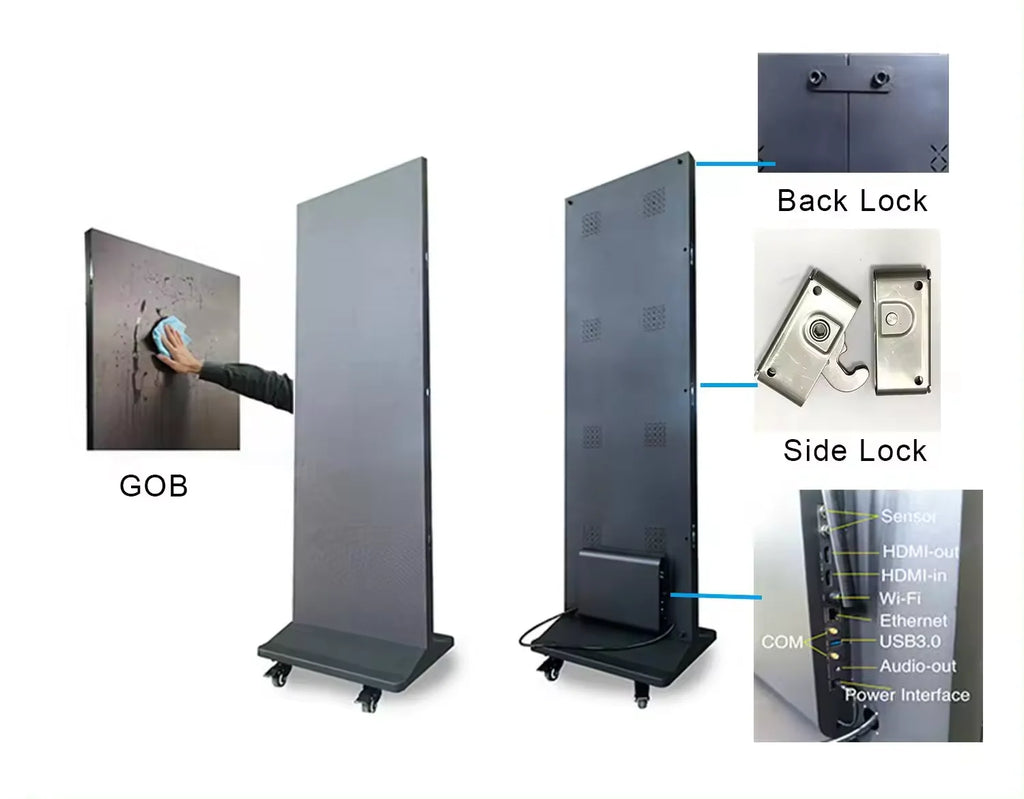 GOB P2 Foldable LED Poster Portable Digital Signage Indoor Mall Advertising Banner Screen