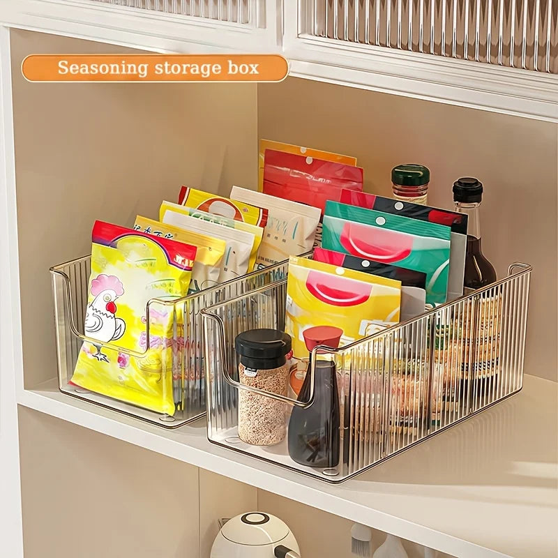 Icon Clear Kitchen Storage Box with Detachable Dividers, Pantry Organizer Bin for Snacks Seasoning Packets BHL1627-FRO