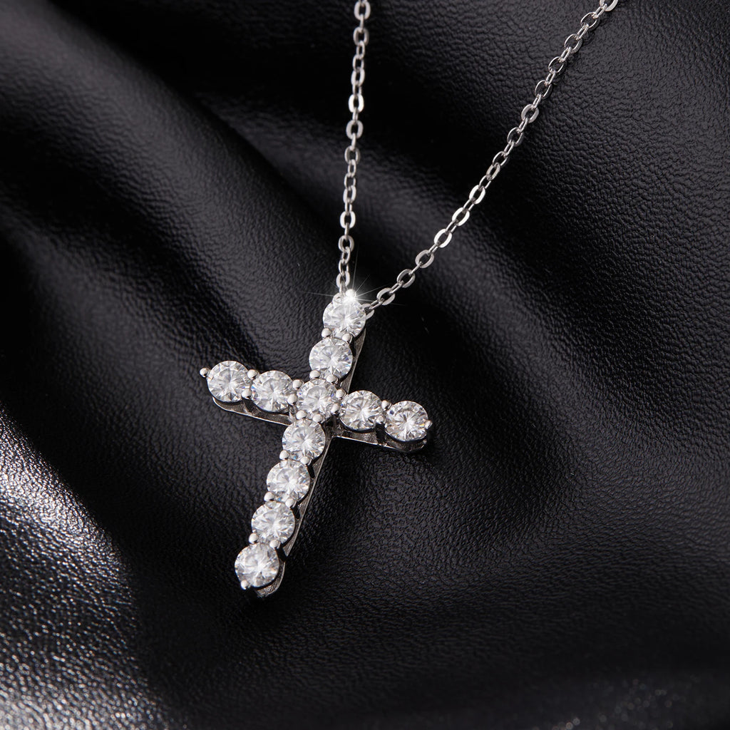 MODIAN D Color Moissanite Necklace 925 Sterling Silver Exquisite Cross Link Chain Pendant Necklace For Women Fine Jewelry Gift