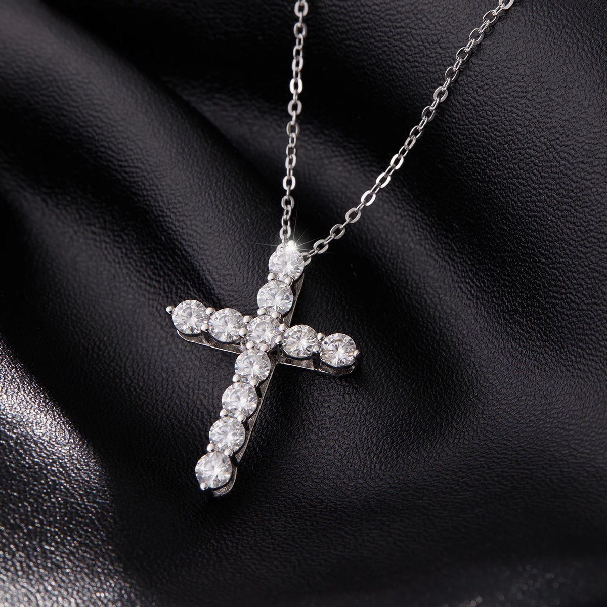 MODIAN D Color Moissanite Necklace 925 Sterling Silver Exquisite Cross Link Chain Pendant Necklace For Women Fine Jewelry Gift