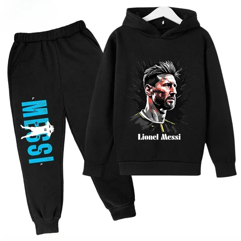 Spring Autumn Children's Set Sports Messi Print Hoodie Set Pants Suit 2pcs Set Boys Girls Kid Clothing Casual Fashion Tracksuit