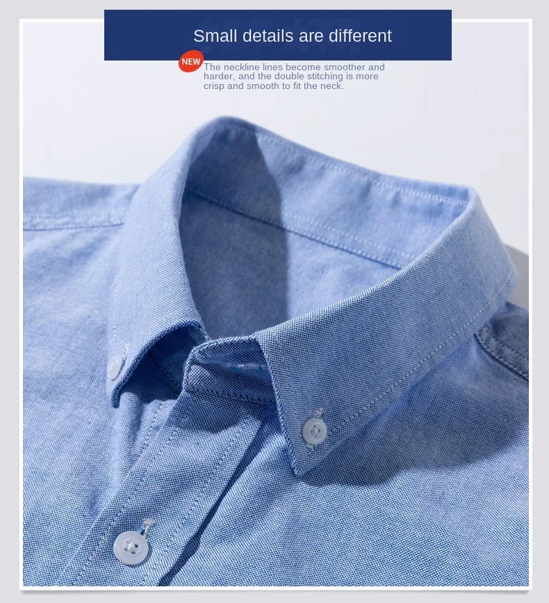 Short Sleeve For Men Shirt 100% Cotton Oxford Casual Without Pocket Solid Men's Dress Shirts Plus Size 6XL