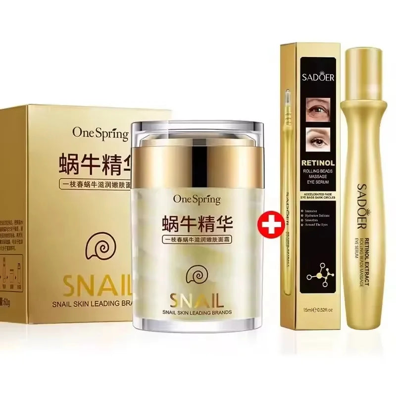 Skincare Set Snail Collagen Cream Anti Aging Whiten Skin Face Cream Fade Dark Eye Circles Remove Eye Bags Eye Serum