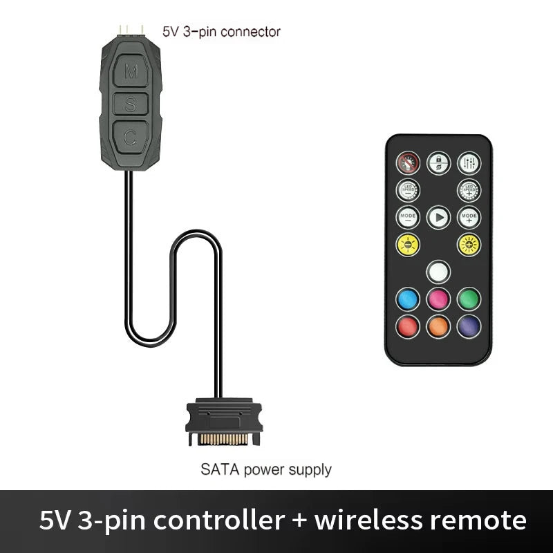 5V 3pin ARGB Controller To SATA Power Supply Mini RGB Controller For Computer Case ARGB Fans, Coolers, LED Stripes, Etc.