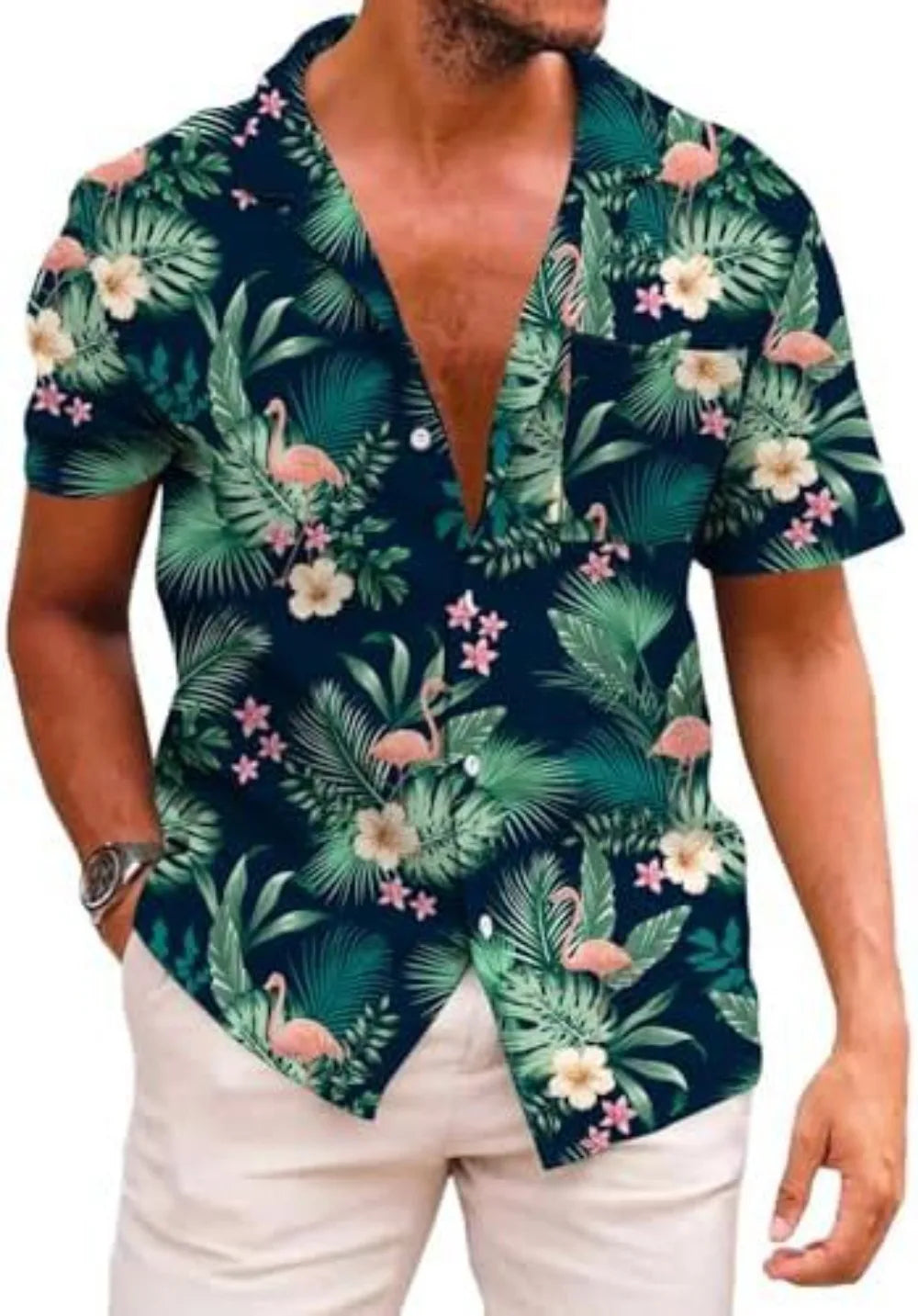 Summer Trendy Hawaiian Men's Palm Beach Shirt Tropical Vacation Clothing