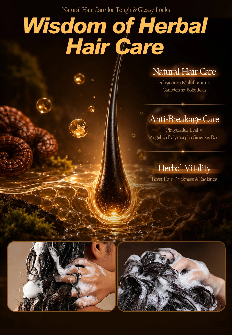 Natural Herbal  Solid Hair Shampoo 120g Strengthen Hair Roots Black Hair Soap Oil Control Anti Dandruff Hair Bar Daily Use