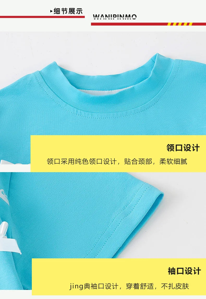 Kid Cute Hip Hop Clothing BLue Crop T Shirt Sleeves White Layered Lace Pleated Mini Skirt for Girls Jazz Dance Costume Clothes