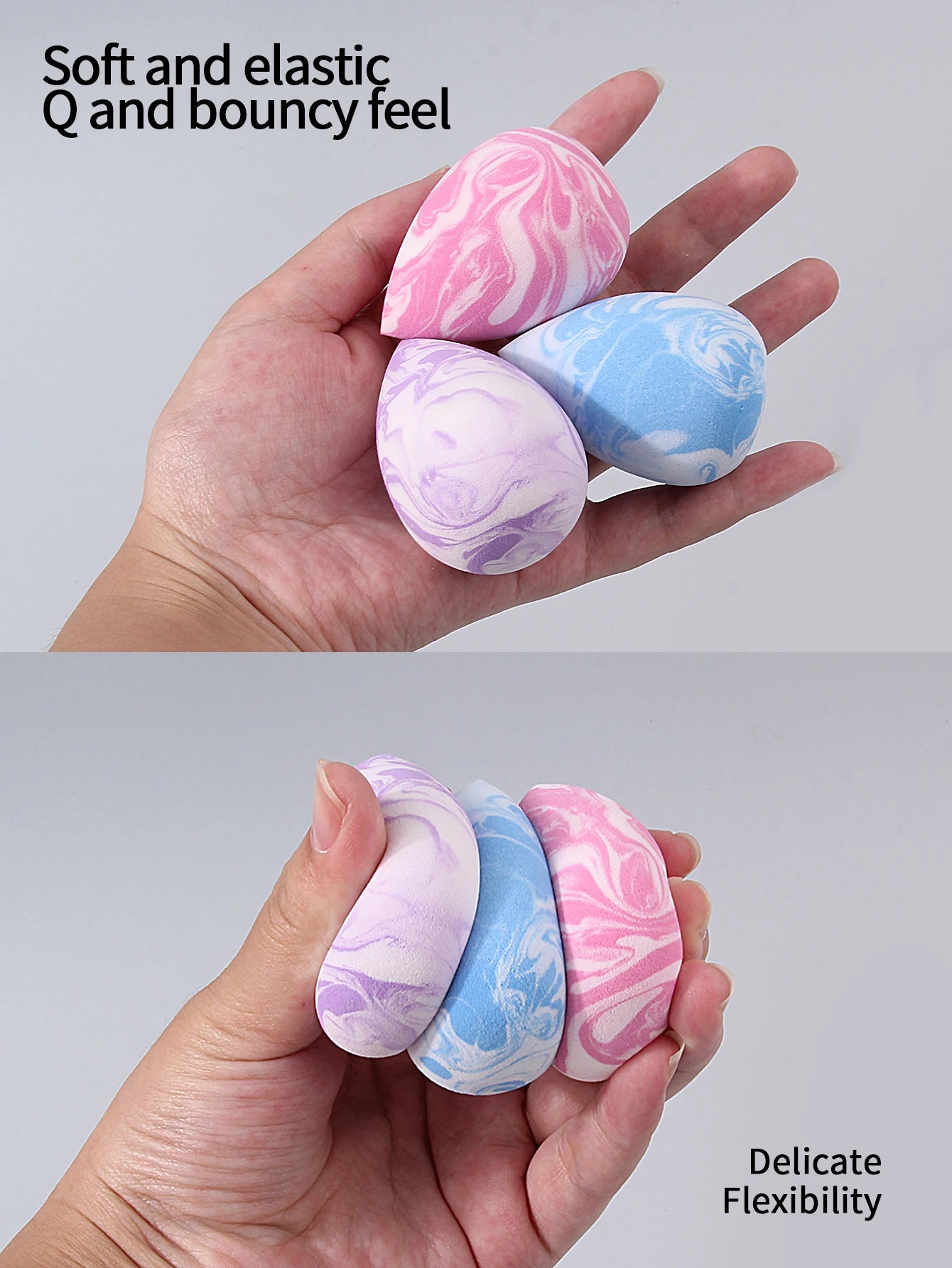 High Appearance Level, 3 Marble-Textured Makeup Eggs, Soft Dry and Wet Dual-Purpose Foundation, Concealer, and Makeup Powder Puf