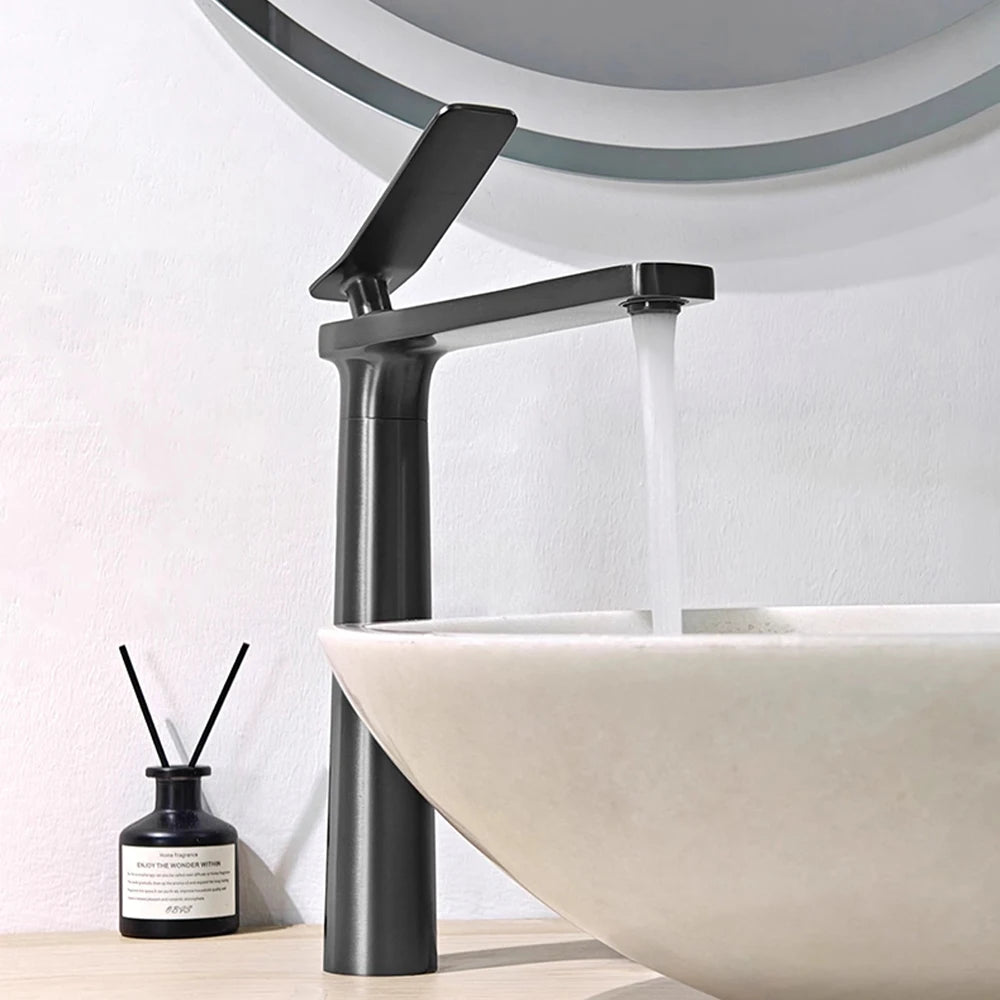 BAKALA Luxury Black Gray Wash Basin Taps Modern White Faucet Bathroom Luxury Basin Faucets Antique Hot Cold Water Sink Tap Mixer